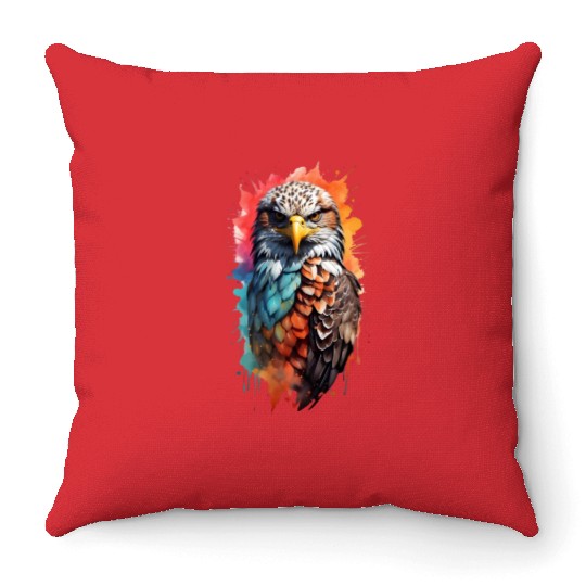 Stunningly colored bald eagle Throw Pillows