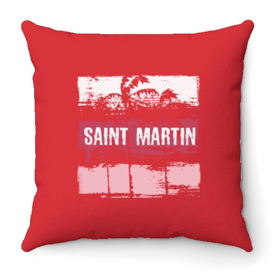 Saint Martin Vacation Souvenir Abstract Artistic Throw Pillows
