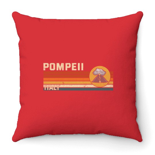 Pompeii Italy Vintage Volcanic Eruption Gift Throw Pillows