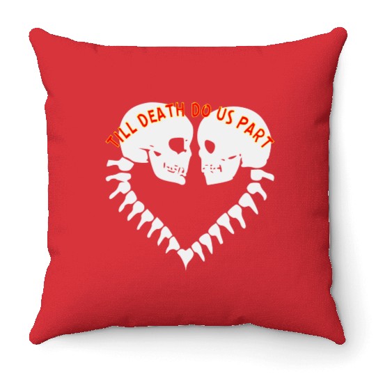 Skulls Till Death Do Us Part Heart © Throw Pillows