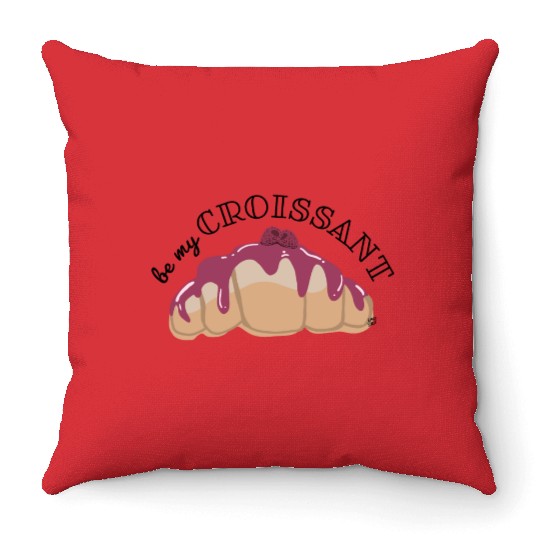 Be My Croissant Doodle Throw Pillows