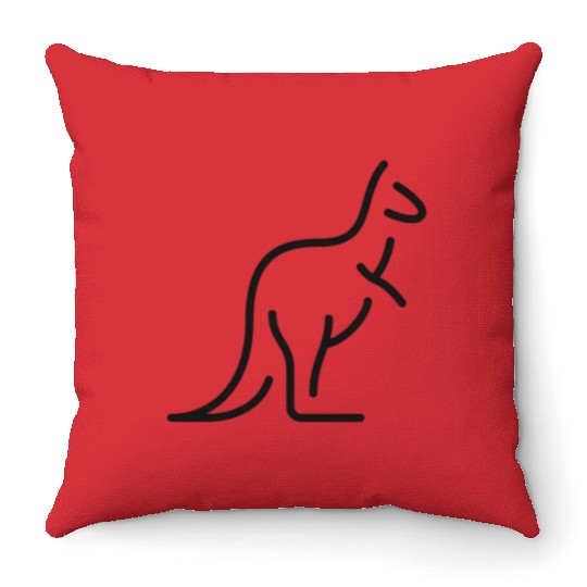 Skippys black Kangaroo Throw Pillows