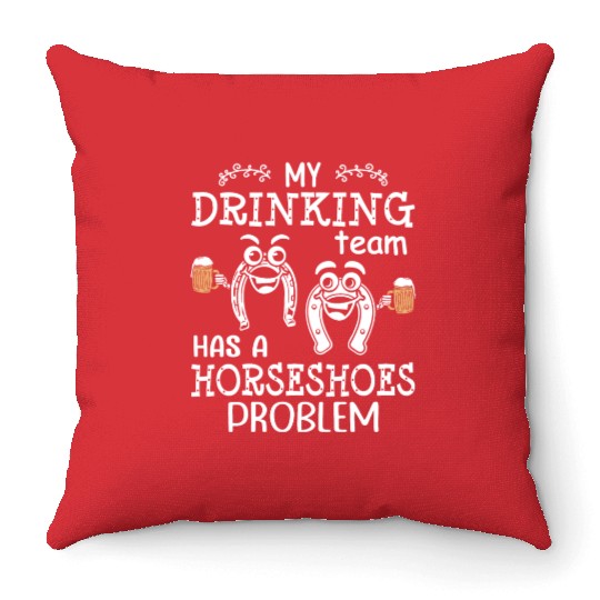 Drinking Team Horseshoe Pitching Throw Pillows