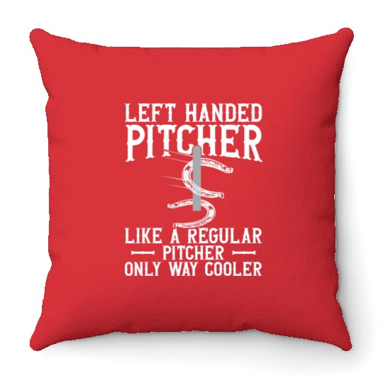 Left Hander Pitcher Horseshoe Pitching Throw Pillows