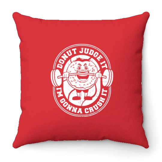 Fitness Donut Funny Donut Gym Throw Pillows