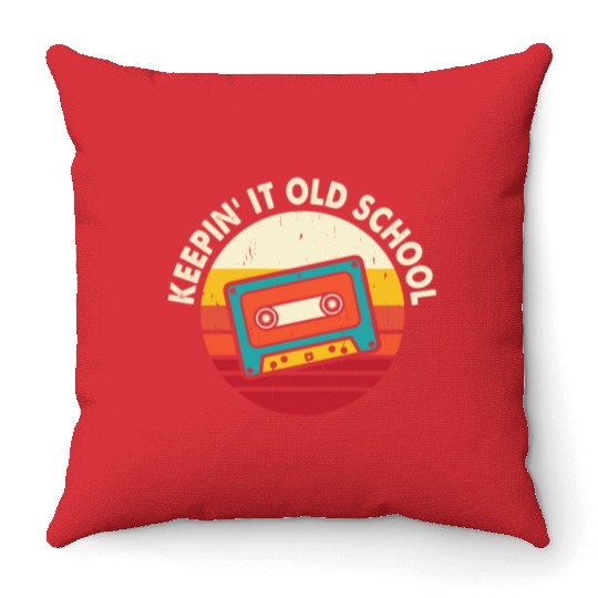 Keepin it old school mixtape cassette Throw Pillows