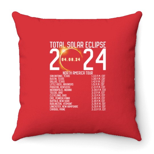 North America Tour 2024 Totality Solar Eclipse Throw Pillows