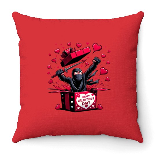 Ninja Valentine Surprise Throw Pillows