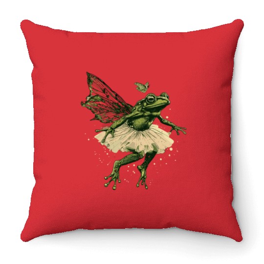 Ballet Frog Fairy Tale Amphibian Fantasy Animal Throw Pillows