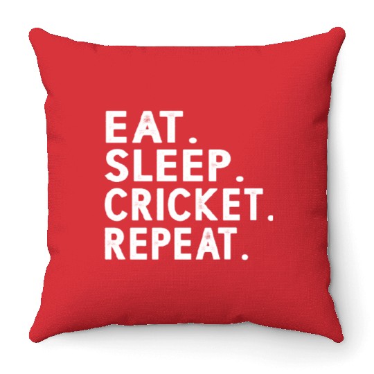 Eat Sleep Cricket Repeat Funny Cricket Sport Game Throw Pillows