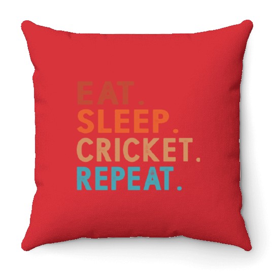 Eat Sleep Cricket Repeat Funny Throw Pillows