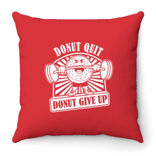 Fitness Donut Funny Donut Gym Throw Pillows