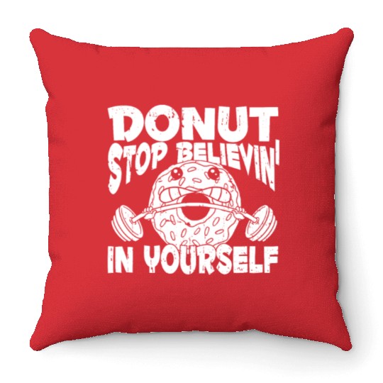Fitness Donut Funny Donut Gym Throw Pillows