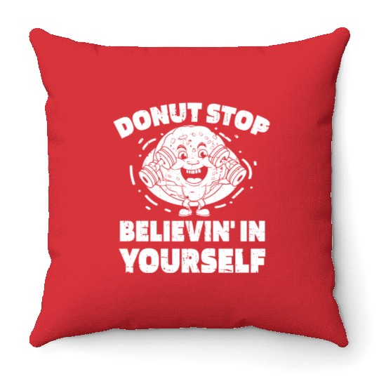 Fitness Donut Funny Donut Gym Throw Pillows