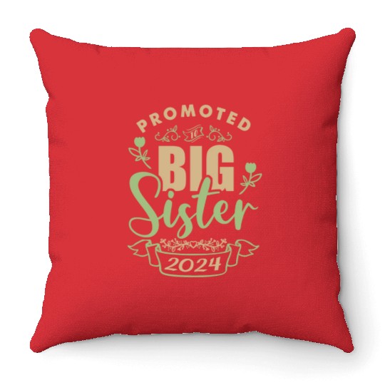 I will be a big sister at birth in 2024 Throw Pillows