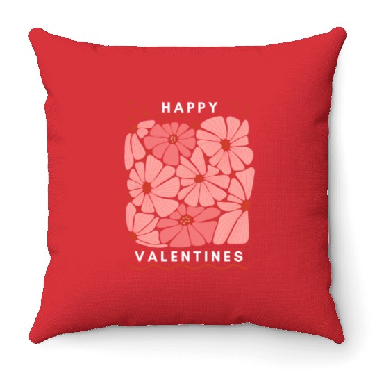 Midnight Blooms: A Floral Valetine's Embrace. Throw Pillows