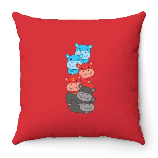 Polyamory Flag Pride Lgbtq Cute Hippo Throw Pillows