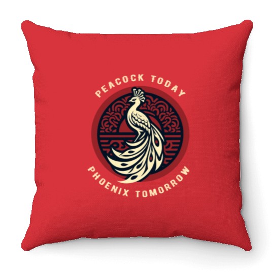 Peacock Today Phoenix Tomorrow Chinese Mythtical Throw Pillows