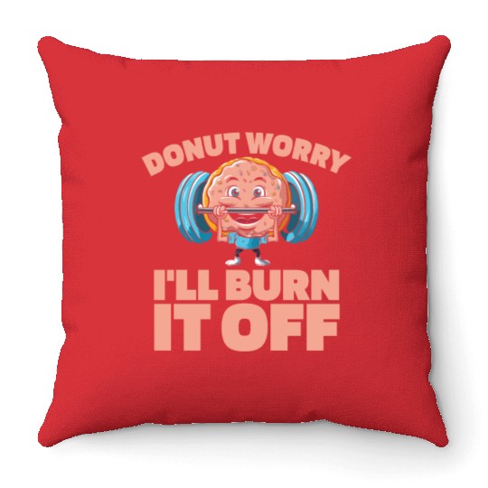 Fitness Donut Funny Donut Gym Throw Pillows