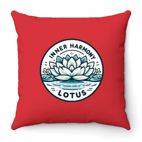 Inner Harmony Lotus - Serene Water & Flower Design Throw Pillows