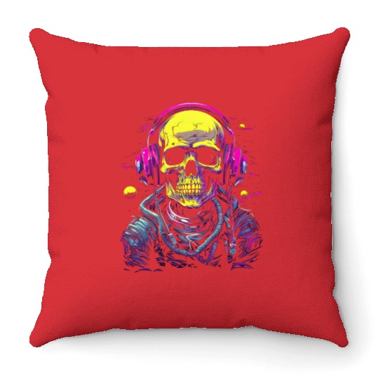 Skull DJ Astronaut Space Sci-Fi Planet Galaxy Throw Pillows