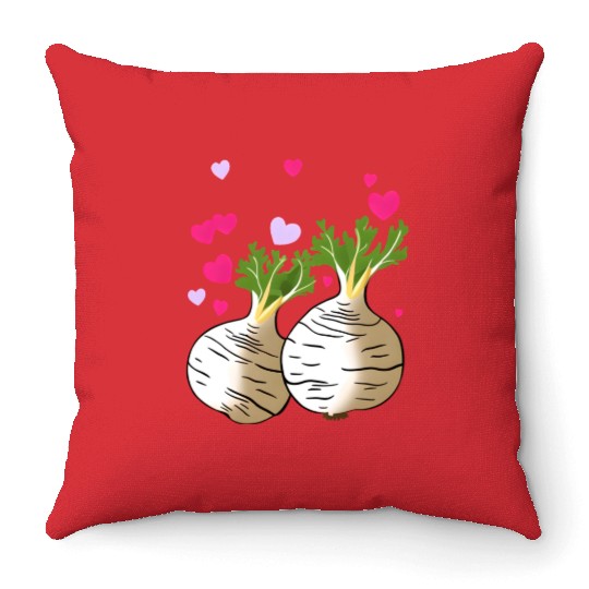 Turnip Love Hearts Valentine's Day Throw Pillows