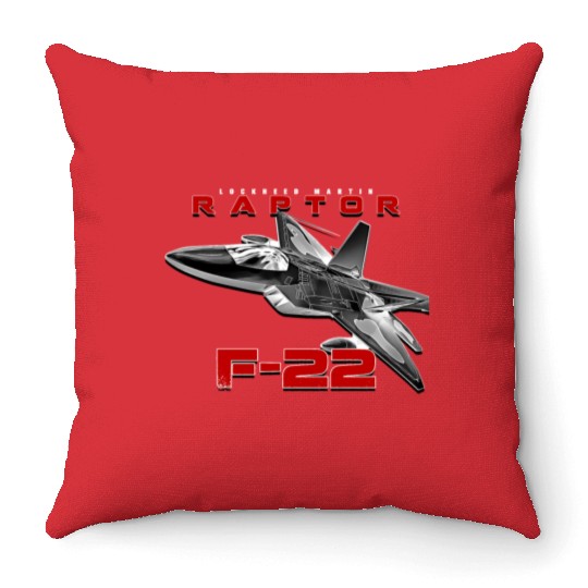F-22 Raptor Fighterjet Us Air Force Warbird Throw Pillows