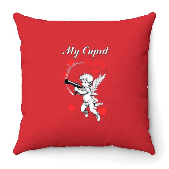 Valentines day, my cupid today. Throw Pillows