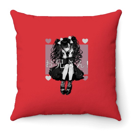 Gothic Maid Anime Harajuku Yami Kawaii Aesthetic Throw Pillows