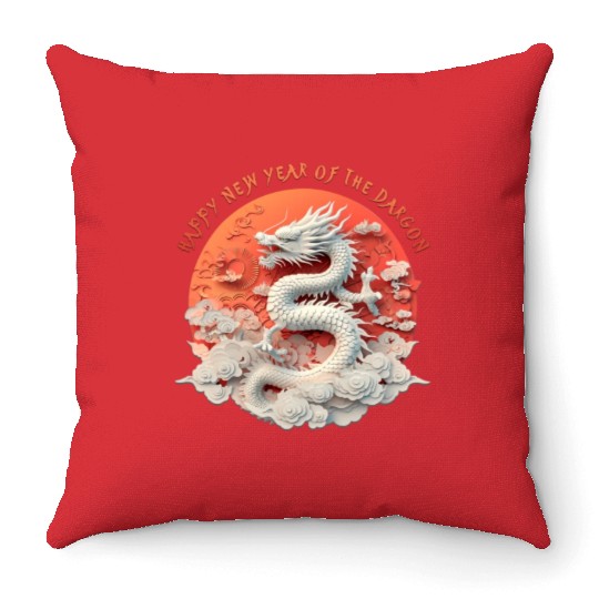 Fantasy Dragon: Happy New Year of the Dragon! Throw Pillows