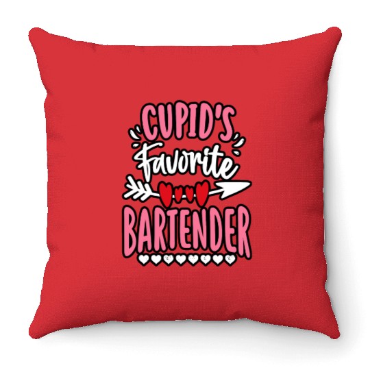 Cupid's Favorite Bartender Valentines Day Matching Throw Pillows