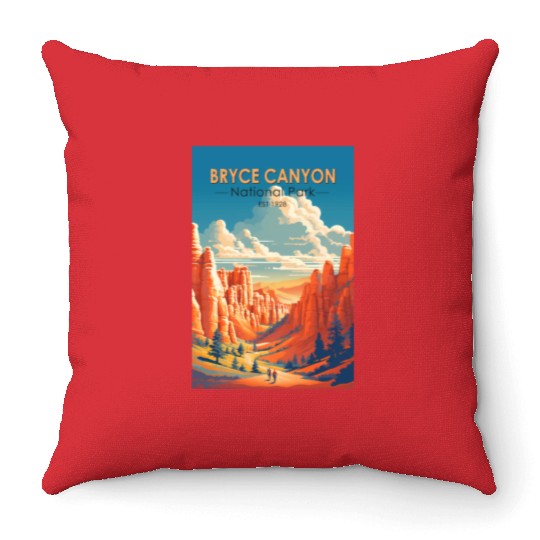 Bryce Canyon National Park Travel Art Vintage Throw Pillows