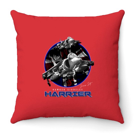 Harrier Jump Jet Royal Air Force Fighterjet Throw Pillows