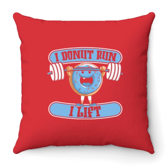 Fitness Donut Funny Donut Gym Throw Pillows