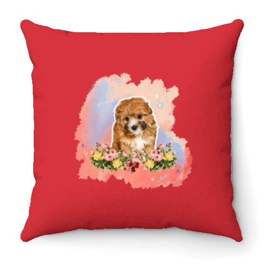 yorkie poo Throw Pillows