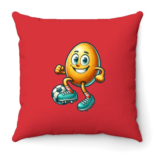 Easter egg football design, footballer Easter Throw Pillows