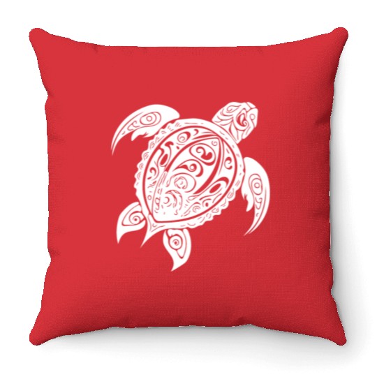 Vintage Abstract Wild Tattoo Turtle Throw Pillows