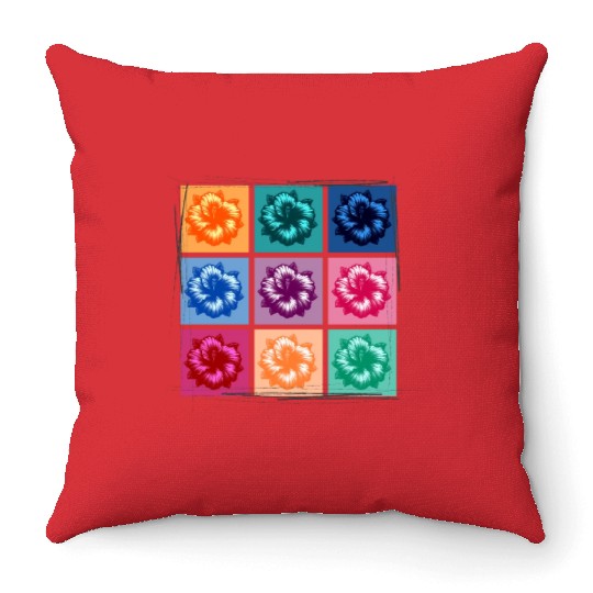 Pop Art Hibiscus Throw Pillows