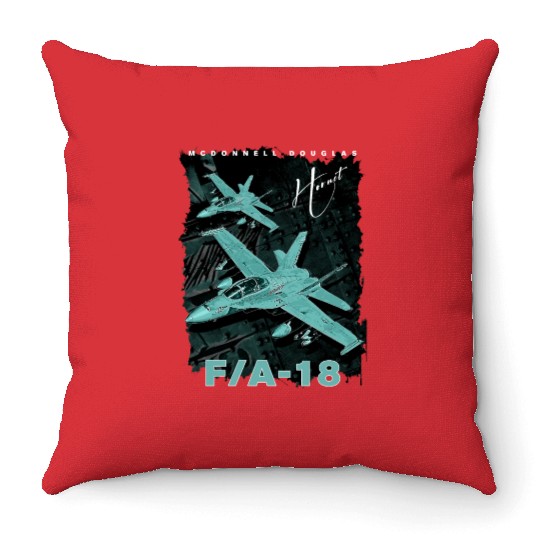 F18 Hornet Us Air Force Fighterjet Throw Pillows