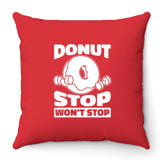 Fitness Donut Funny Donut Gym Throw Pillows