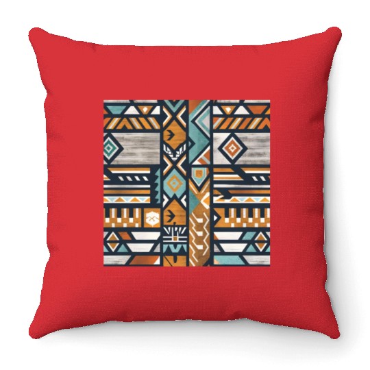 Urban Tribal Pattern - Aztec - Concrete and Wood Throw Pillows