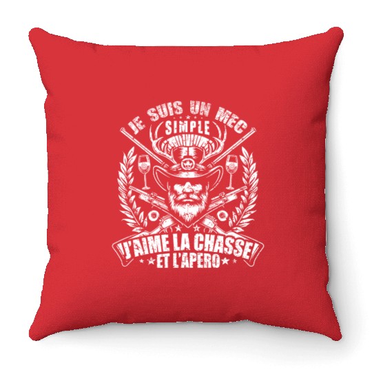 J'aime La Chasse et L'apéro Idée Originale Humour Throw Pillows