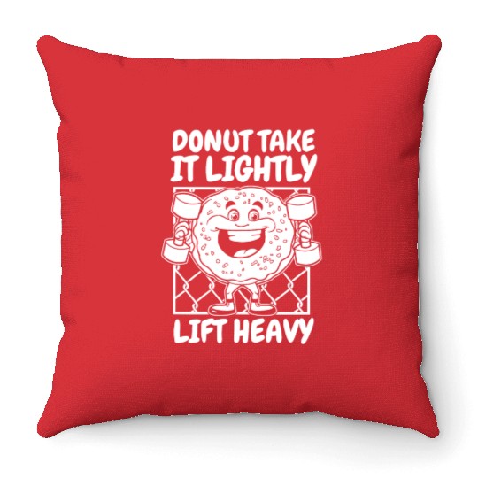Fitness Donut Funny Donut Gym Throw Pillows