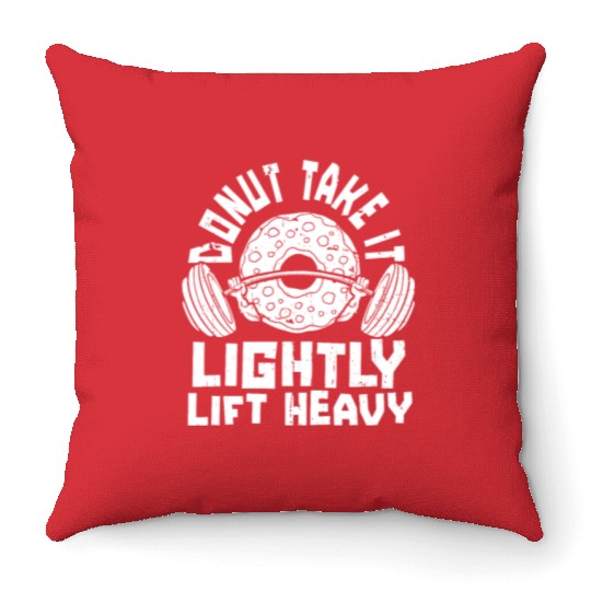 Fitness Donut Funny Donut Gym Throw Pillows