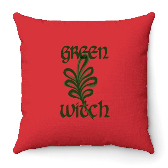 green witch Throw Pillows