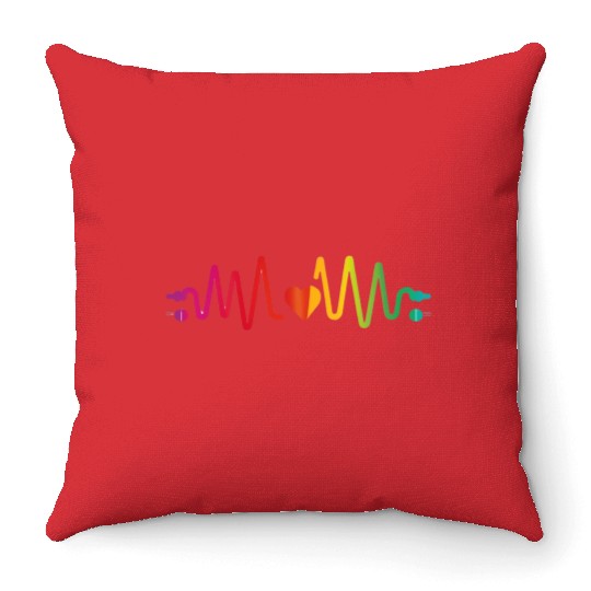 Valentine's day heartbeat Throw Pillows