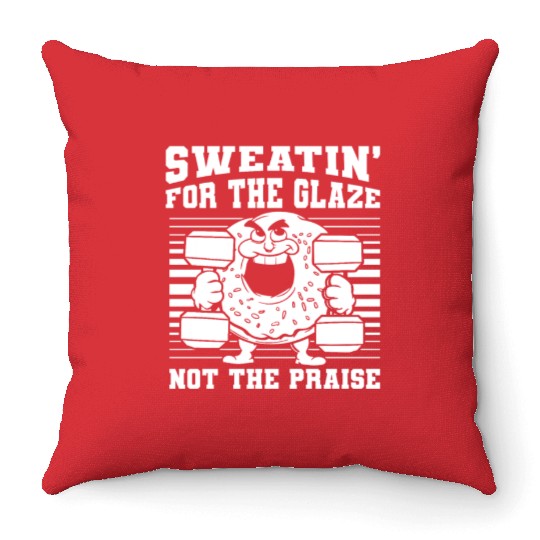 Fitness Donut Funny Donut Gym Throw Pillows