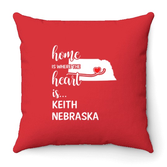 Keith County Nebraska Is Where My Heart Is Gift Throw Pillows