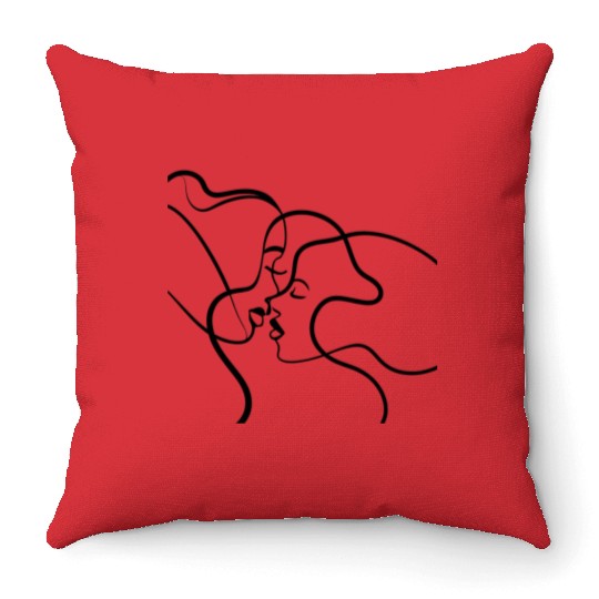 Lesbian Couple Line Art Throw Pillows