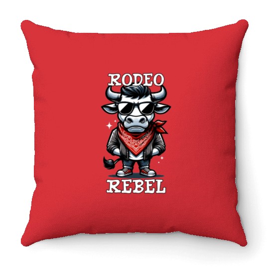Rodeo Bull Riding Livestock Show Farmer Cattle Throw Pillows